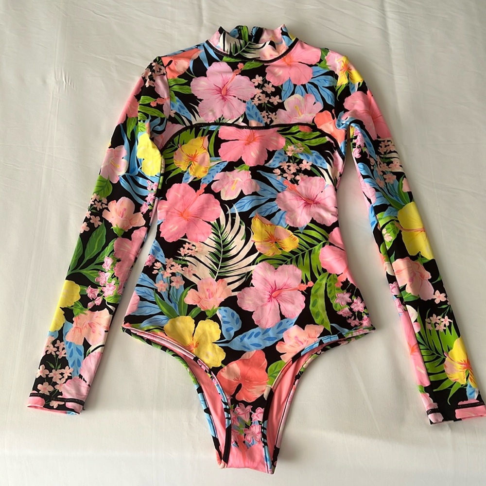 Hurley floral long sleeve swimsuit spring suit one piece